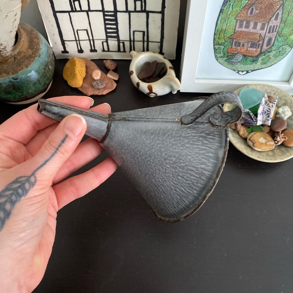Antique Enamel Funnel